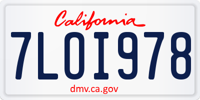 CA license plate 7LOI978