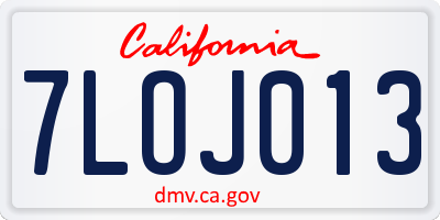 CA license plate 7LOJ013