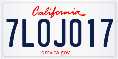 CA license plate 7LOJ017