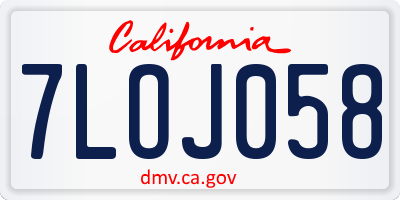 CA license plate 7LOJ058