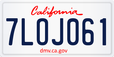 CA license plate 7LOJ061