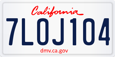 CA license plate 7LOJ104