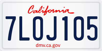 CA license plate 7LOJ105