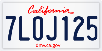 CA license plate 7LOJ125