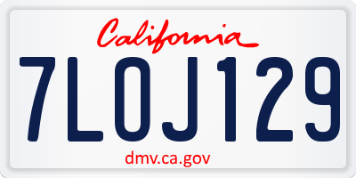 CA license plate 7LOJ129