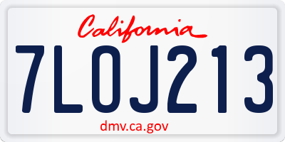 CA license plate 7LOJ213