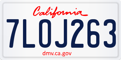 CA license plate 7LOJ263