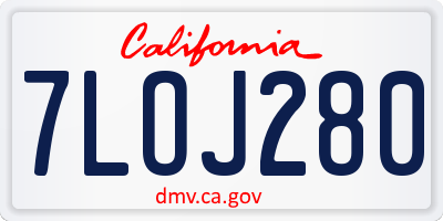 CA license plate 7LOJ280