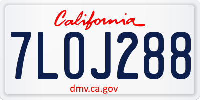 CA license plate 7LOJ288