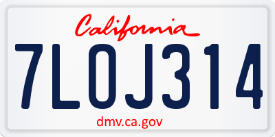 CA license plate 7LOJ314