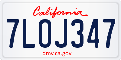 CA license plate 7LOJ347