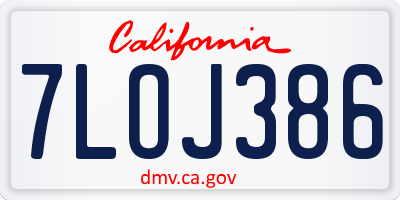 CA license plate 7LOJ386