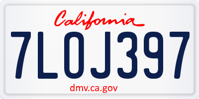 CA license plate 7LOJ397