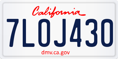 CA license plate 7LOJ430