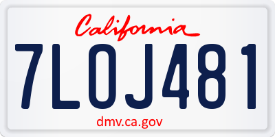 CA license plate 7LOJ481