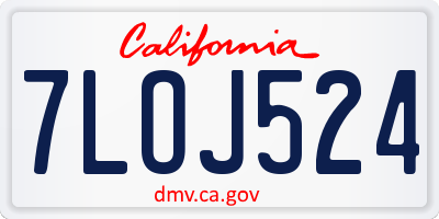 CA license plate 7LOJ524