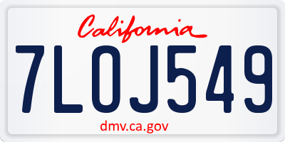 CA license plate 7LOJ549