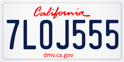 CA license plate 7LOJ555