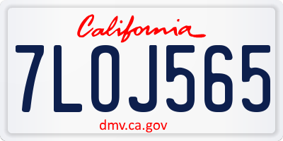 CA license plate 7LOJ565