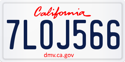 CA license plate 7LOJ566