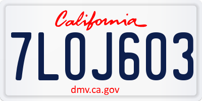 CA license plate 7LOJ603