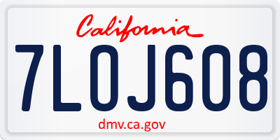 CA license plate 7LOJ608