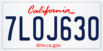 CA license plate 7LOJ630
