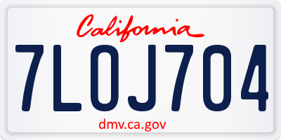 CA license plate 7LOJ704