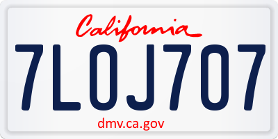 CA license plate 7LOJ707