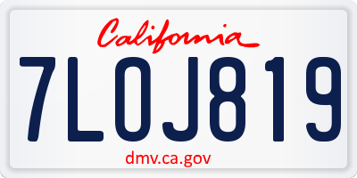 CA license plate 7LOJ819