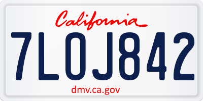 CA license plate 7LOJ842