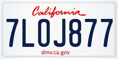 CA license plate 7LOJ877