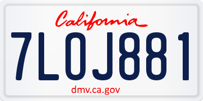 CA license plate 7LOJ881