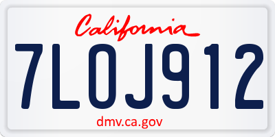 CA license plate 7LOJ912
