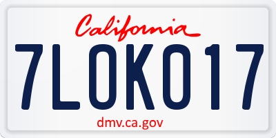 CA license plate 7LOK017