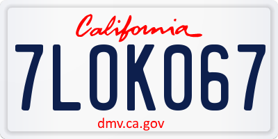 CA license plate 7LOK067