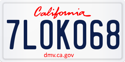 CA license plate 7LOK068