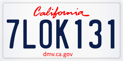 CA license plate 7LOK131