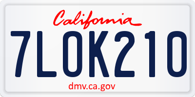 CA license plate 7LOK210