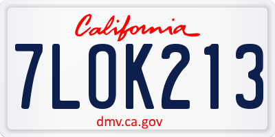 CA license plate 7LOK213