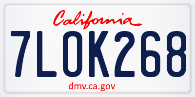 CA license plate 7LOK268