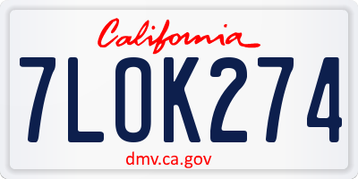 CA license plate 7LOK274