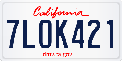 CA license plate 7LOK421