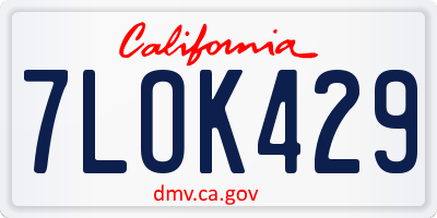 CA license plate 7LOK429