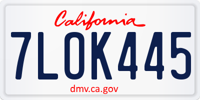 CA license plate 7LOK445