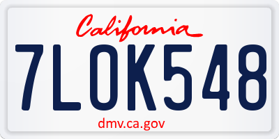 CA license plate 7LOK548