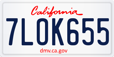 CA license plate 7LOK655