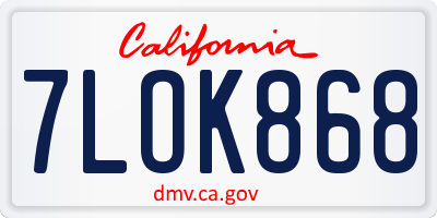 CA license plate 7LOK868