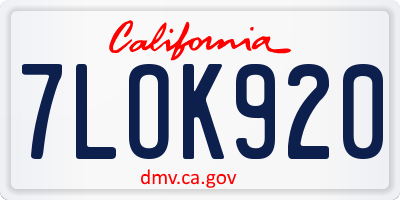 CA license plate 7LOK920