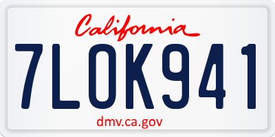 CA license plate 7LOK941